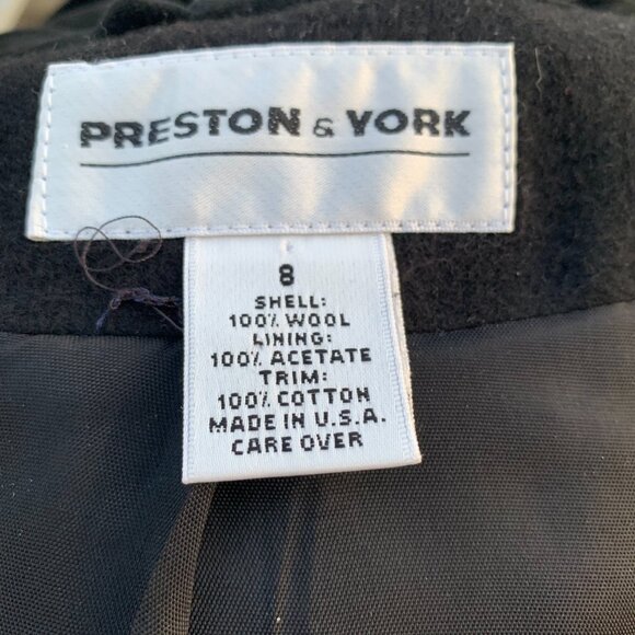 Vintage 90s Double Breasted Hooded Wool Velvet Trim Long Maxi Pea Coat Overcoat - Picture 9 of 15